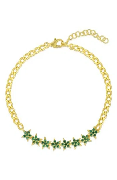 Sphera Milano Cz Star Chain Bracelet In Green