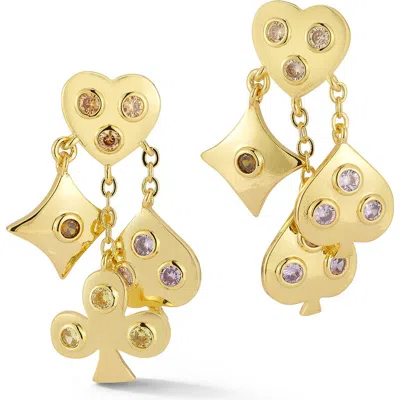 Sphera Milano Cz Suits Drop Earrings In Gold