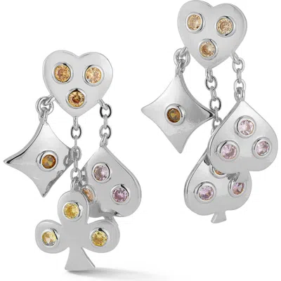 Sphera Milano Cz Suits Drop Earrings In Silver