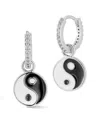 Sphera Milano Cubic Zirconia Yin & Yang Drop Huggie Hoop Earrings