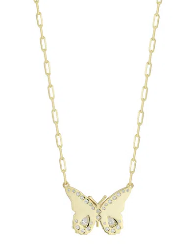Sphera Milano 14k Over Silver Cz Butterfly Necklace In Gold