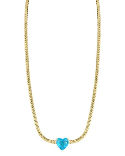 Sphera Milano Cubic Zirconia Heart Snake Chain Necklace In Gold