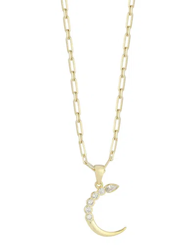 Sphera Milano 14k Over Silver Cz Moon Necklace In Gold