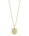 Sphera Milano 14k Over Silver Turquoise Cz Shield Love Necklace In Gold