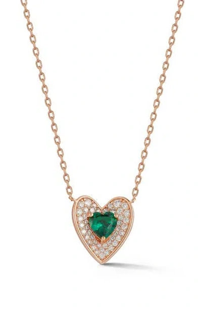 Sphera Milano Double Heart Cz Pendant Necklace In Rose Gold