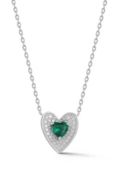 Sphera Milano Double Heart Cz Pendant Necklace In Silver
