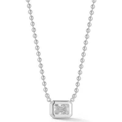 Sphera Milano Emerald Cut Cubic Zirconia Pendant Necklace In Silver