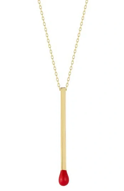 Sphera Milano Enamel Matchstick Pendant Necklace In Gold