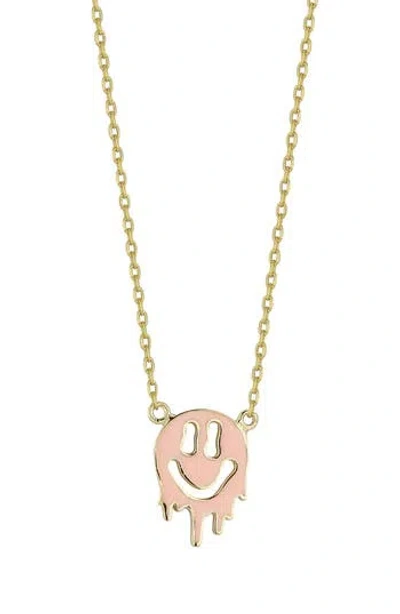 Sphera Milano Enamel Smiley Face Pendant Necklace In Gold