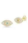 Sphera Milano 14k Over Silver Synthetic Turquoise Cz Evil Eye Earrings In Gold