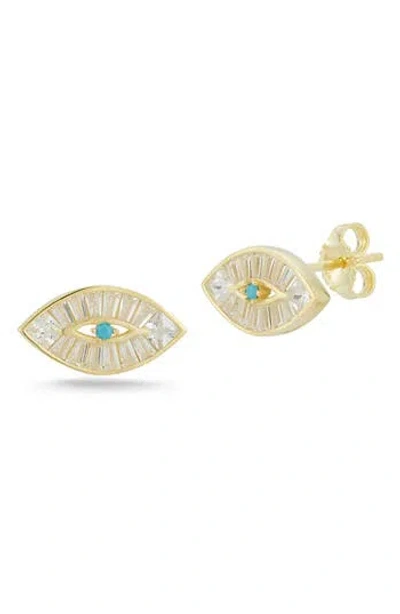 SPHERA MILANO SPHERA MILANO EVIL EYE CZ STUD EARRINGS
