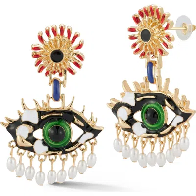 Sphera Milano Plated Evil Eye Earrings In Gold