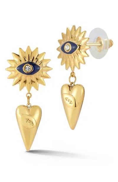 Sphera Milano Evil Eye Drop Earrings In Gold