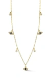 Sphera Milano 14k Over Silver Cz Eye Charm Choker Necklace In Gold