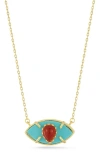 Sphera Milano 14k Over Silver Eye Necklace In Gold
