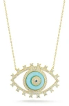 Sphera Milano Evil Eye Pendant Necklace In Gold