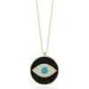 Sphera Milano 14k Over Silver Cz Enamel Synthetic Turquoise Evil Eye Necklace In Gold