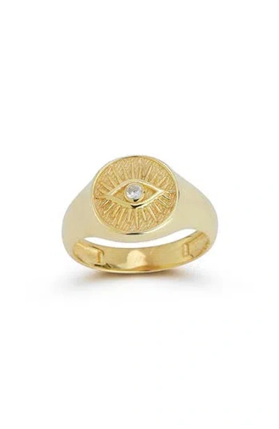 Sphera Milano Evil Eye Signet Ring In Gold