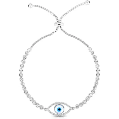 Sphera Milano Evil Eye Slider Bracelet In Silver