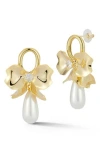 Sphera Milano Faux Pearl Bow Drop Earrings In Gold