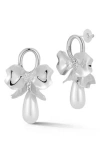 Sphera Milano Faux Pearl Bow Drop Earrings In Silver
