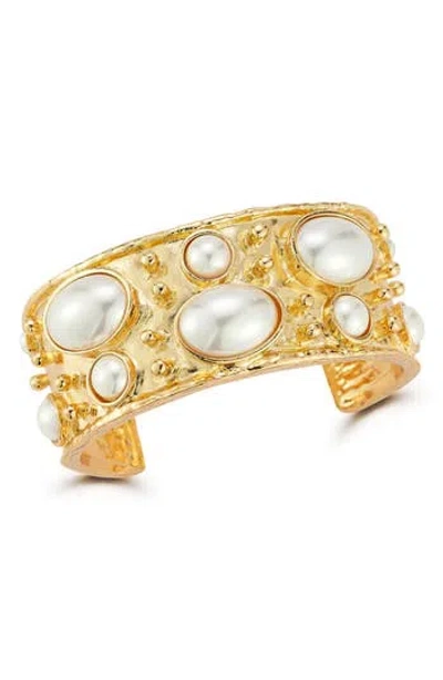 Sphera Milano Faux Pearl Cuff Bracelet In Gold