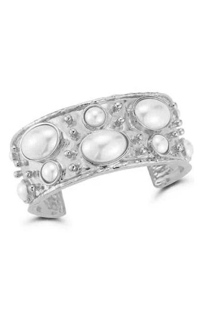 Sphera Milano Faux Pearl Cuff Bracelet In Metallic