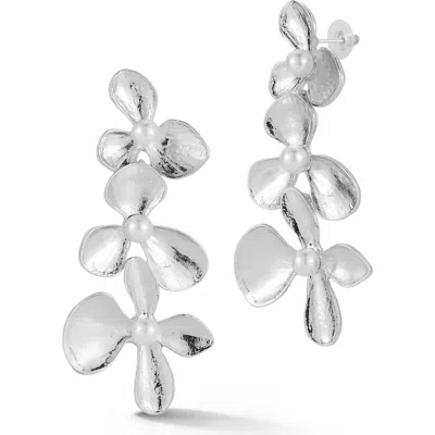 Sphera Milano Faux Pearl Flower Drop Earrings In Metallic