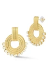 Sphera Milano Faux Pearl Frontal Hoop Earrings