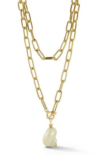 Sphera Milano Faux Pearl Shell Layered Necklace In Gold