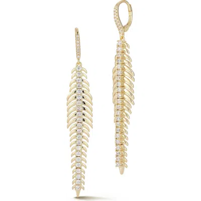 Sphera Milano Feather Cubic Zirconia Drop Earrings In Gold