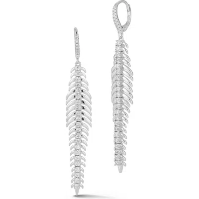 Sphera Milano Feather Cubic Zirconia Drop Earrings In Metallic
