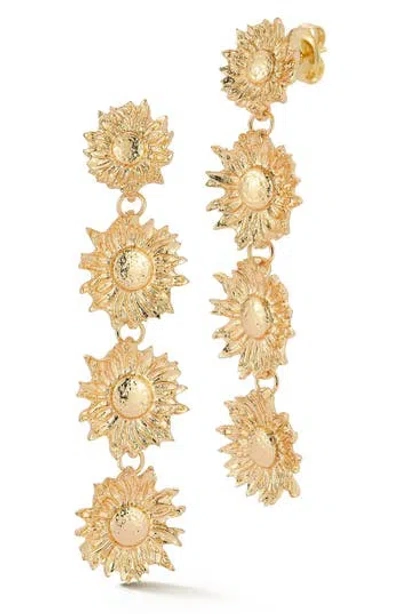 Sphera Milano Floral Linear Drop Earrings In Gold