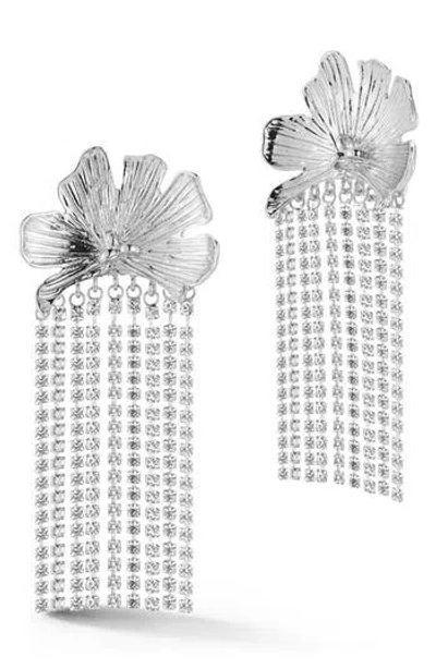 Sphera Milano Flower Crystal Fringe Earrings