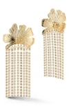 Sphera Milano Flower Crystal Fringe Earrings
