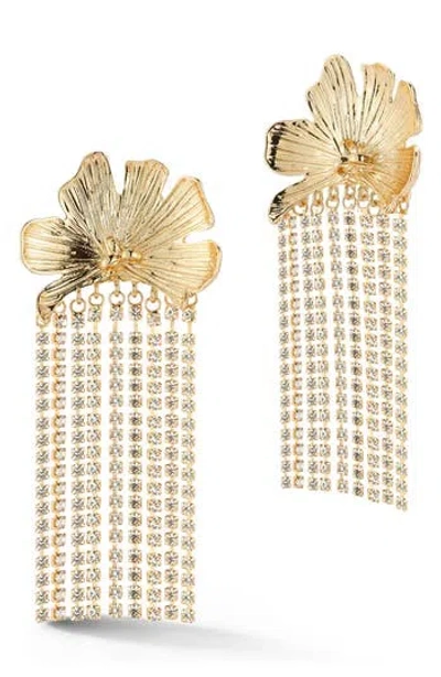 Sphera Milano Flower Crystal Fringe Earrings