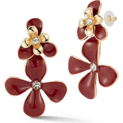 Sphera Milano Plated Enamel Flower Earrings In Multi