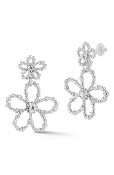 Sphera Milano Flower Drop Earrings In Silver