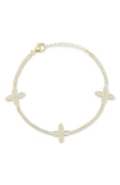 Sphera Milano Flower Station Cz Tennis Bracelet In Gold