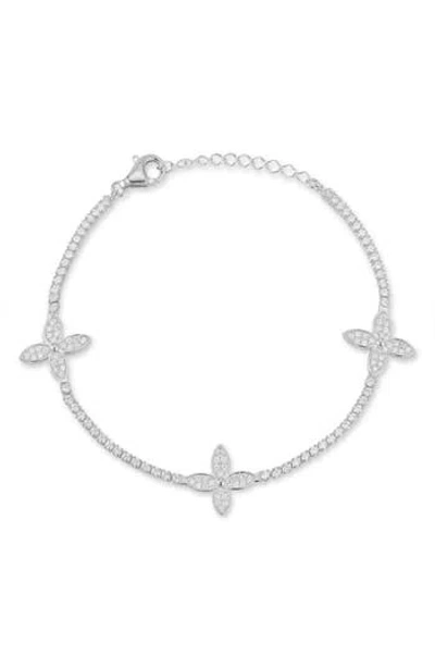 Sphera Milano Flower Station Cz Tennis Bracelet In Silver