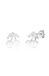 Sphera Milano Freshwater Pearl & Cubic Zirconia Cherry Stud Earrings In Silver