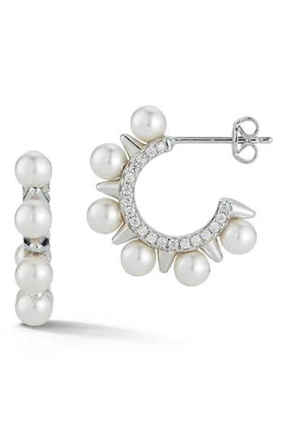 Sphera Milano Freshwater Pearl Hoop Earrings In Metallic