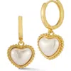 Sphera Milano Freshwater Pearl Huggie Hoop Earrings In Gold