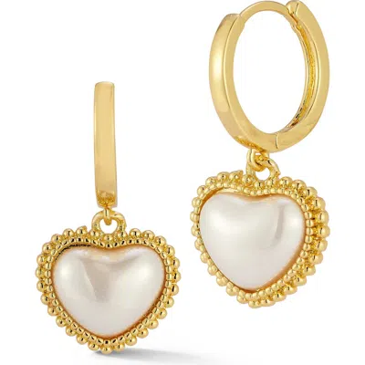 Sphera Milano Freshwater Pearl Huggie Hoop Earrings In Gold
