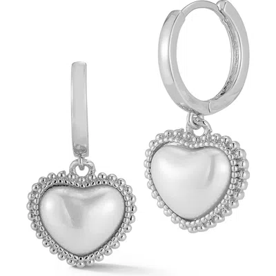 Sphera Milano Freshwater Pearl Huggie Hoop Earrings In Silver
