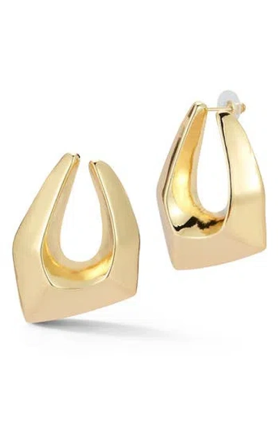 Sphera Milano Geometric Frontal Hoop Earrings In Gold