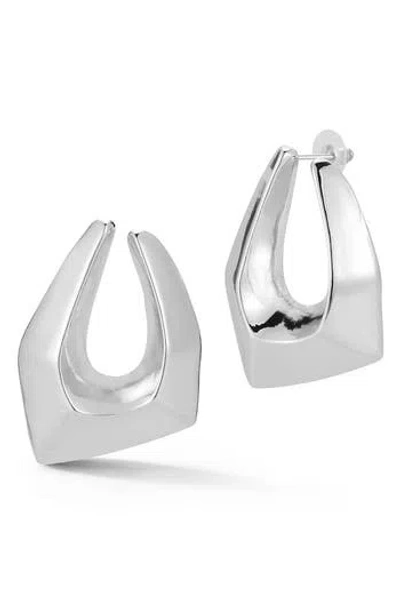 Sphera Milano Geometric Frontal Hoop Earrings In Silver