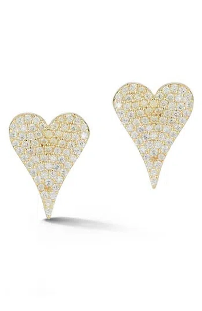 Sphera Milano Glaze Jewelry Pavé Cz Heart Stud Earrings In Gold