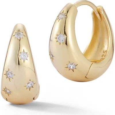 Sphera Milano Graduated Star Huggie Hoop Earrings In Gold