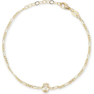 Sphera Milano Hamsa Cubic Zirconia Figaro Link Bracelet In Gold